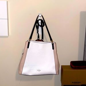 White and Tan Kate Spade Shoulder Bag